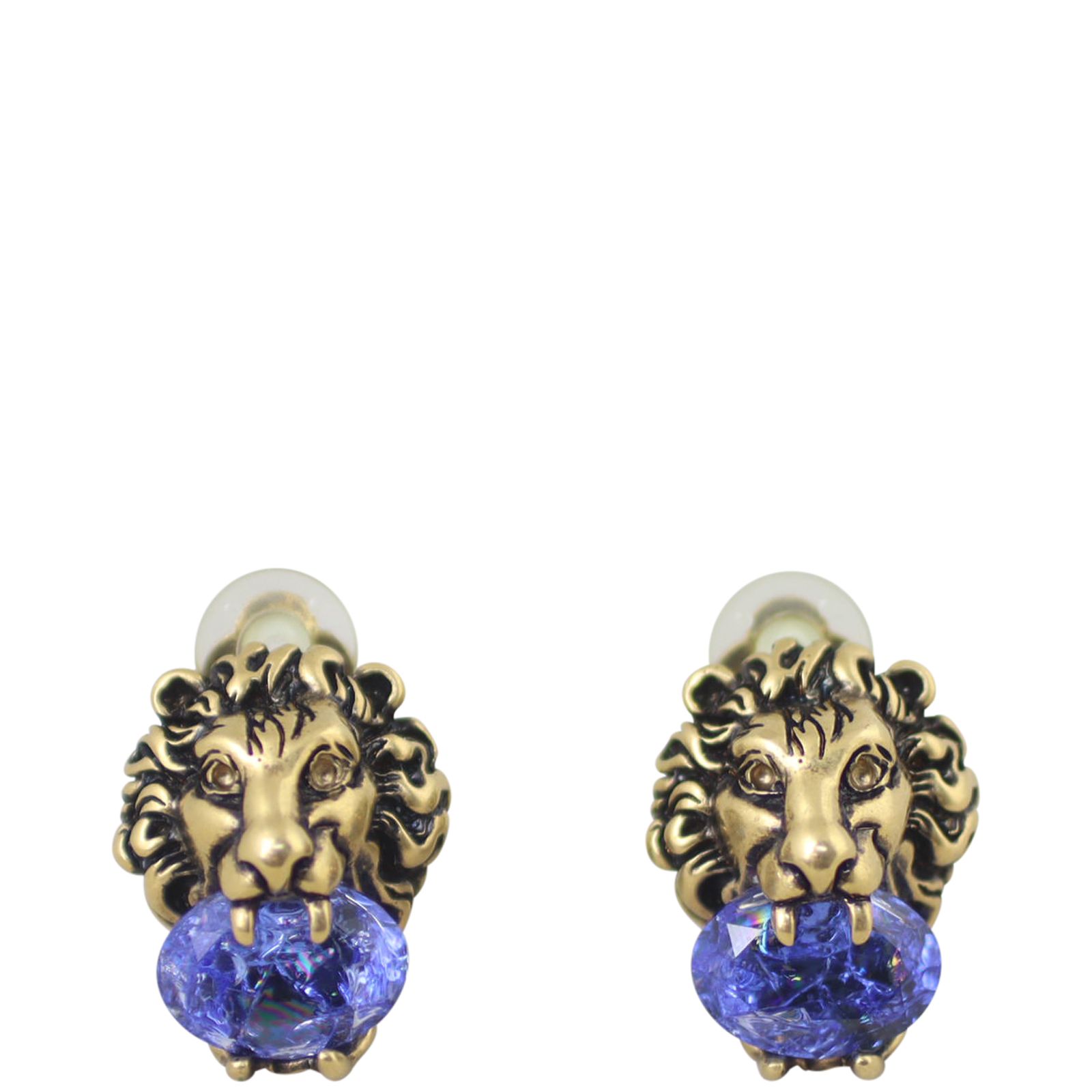 Gucci Crystal Lion Head Clip on Earrings