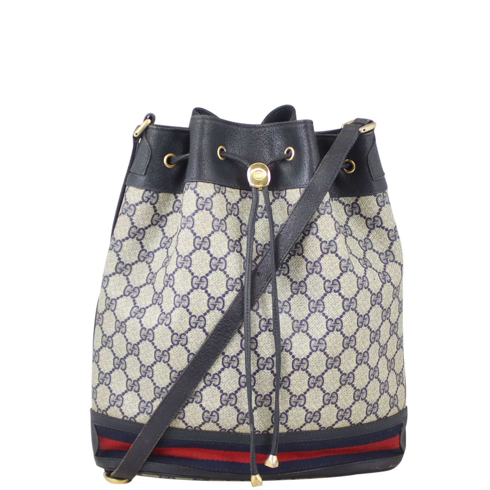Gucci GG Supreme Vintage Web Bucket Bag