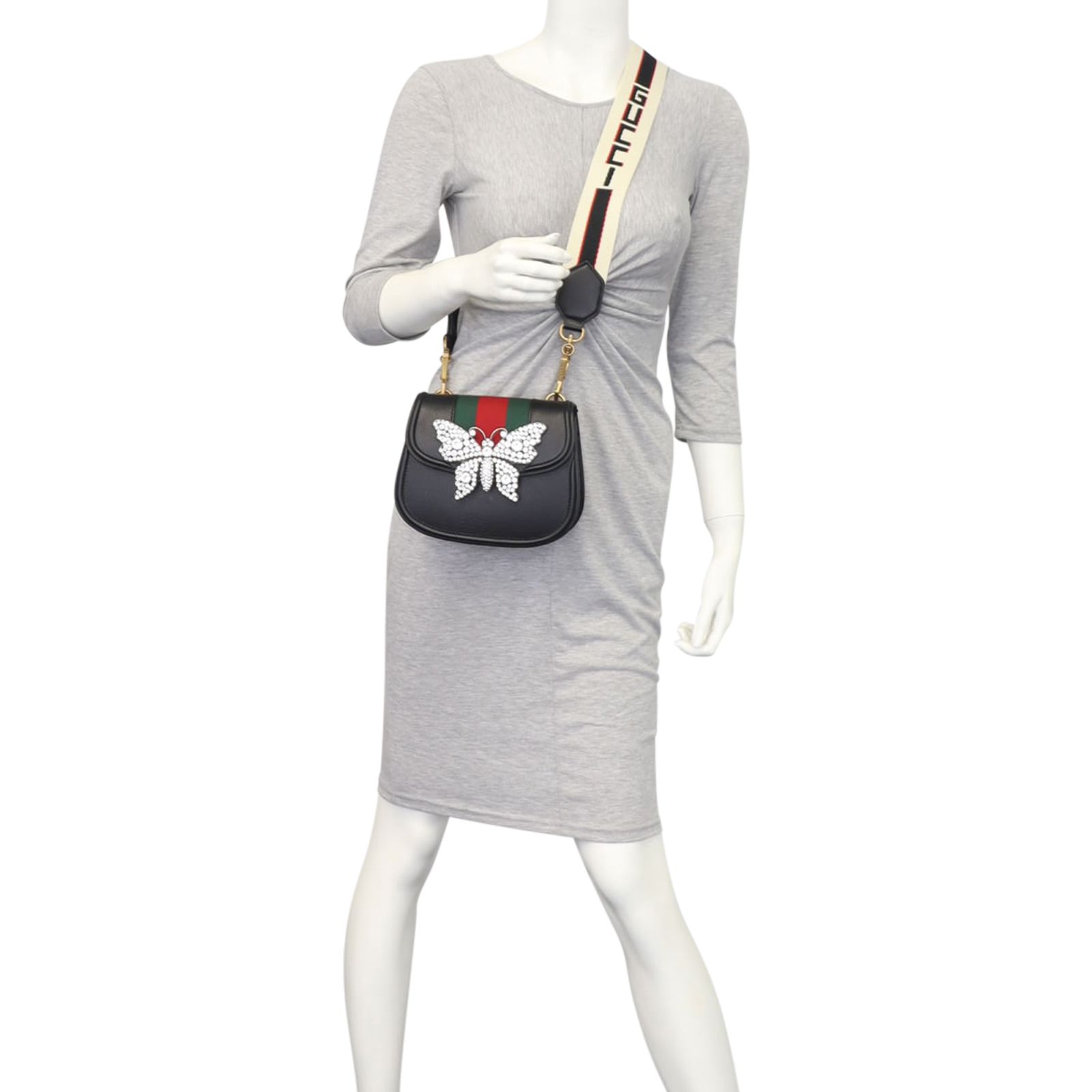 Gucci Small Linea Crystal Butterfly Shoulder Bag