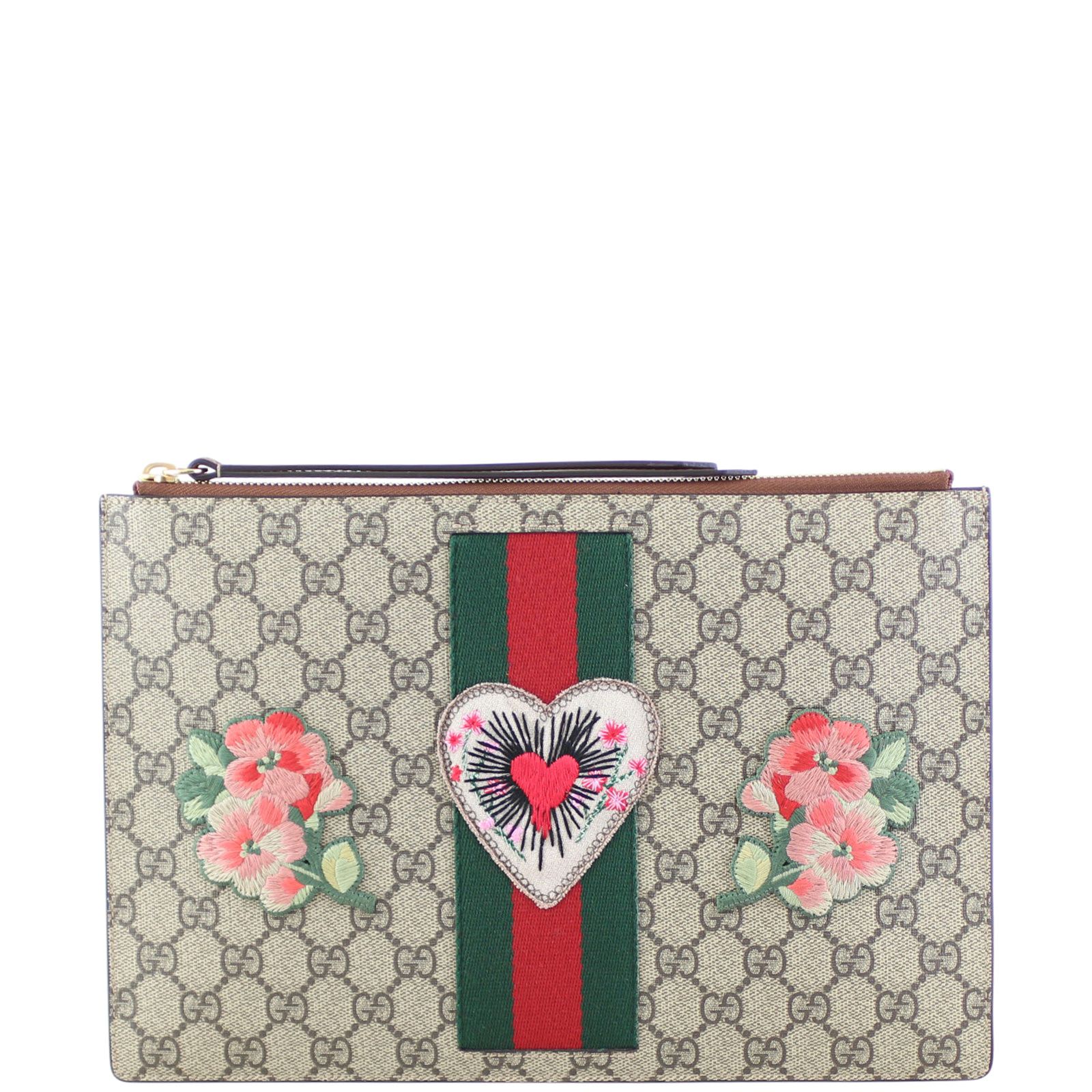 Gucci GG Supreme Heart Patch Pouch