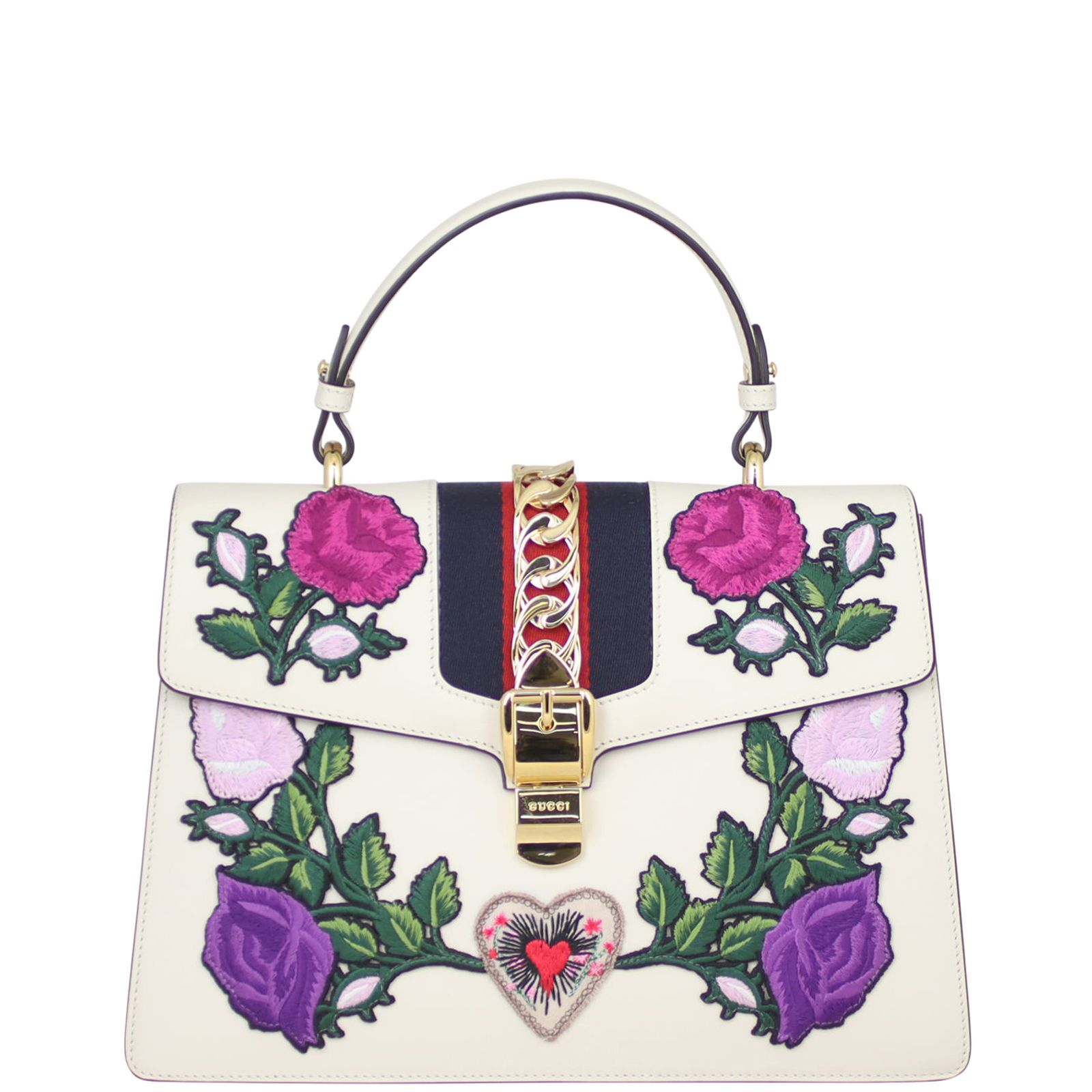 Gucci sylvie embroidered bag sales