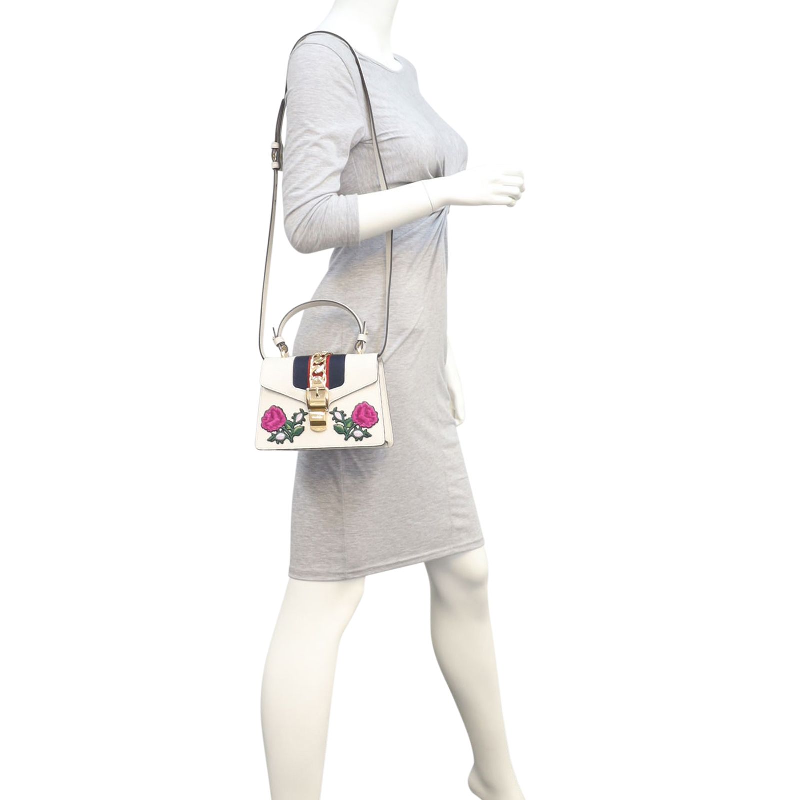 Gucci Sylvie Embroidered Top Handle Mini Bag