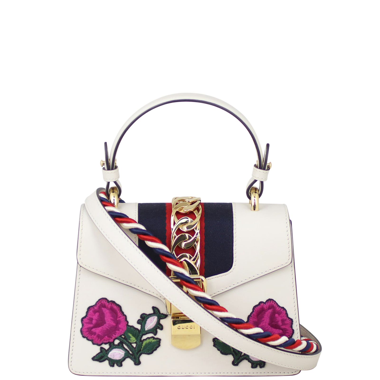 Gucci Sylvie Embroidered Top Handle Mini Bag