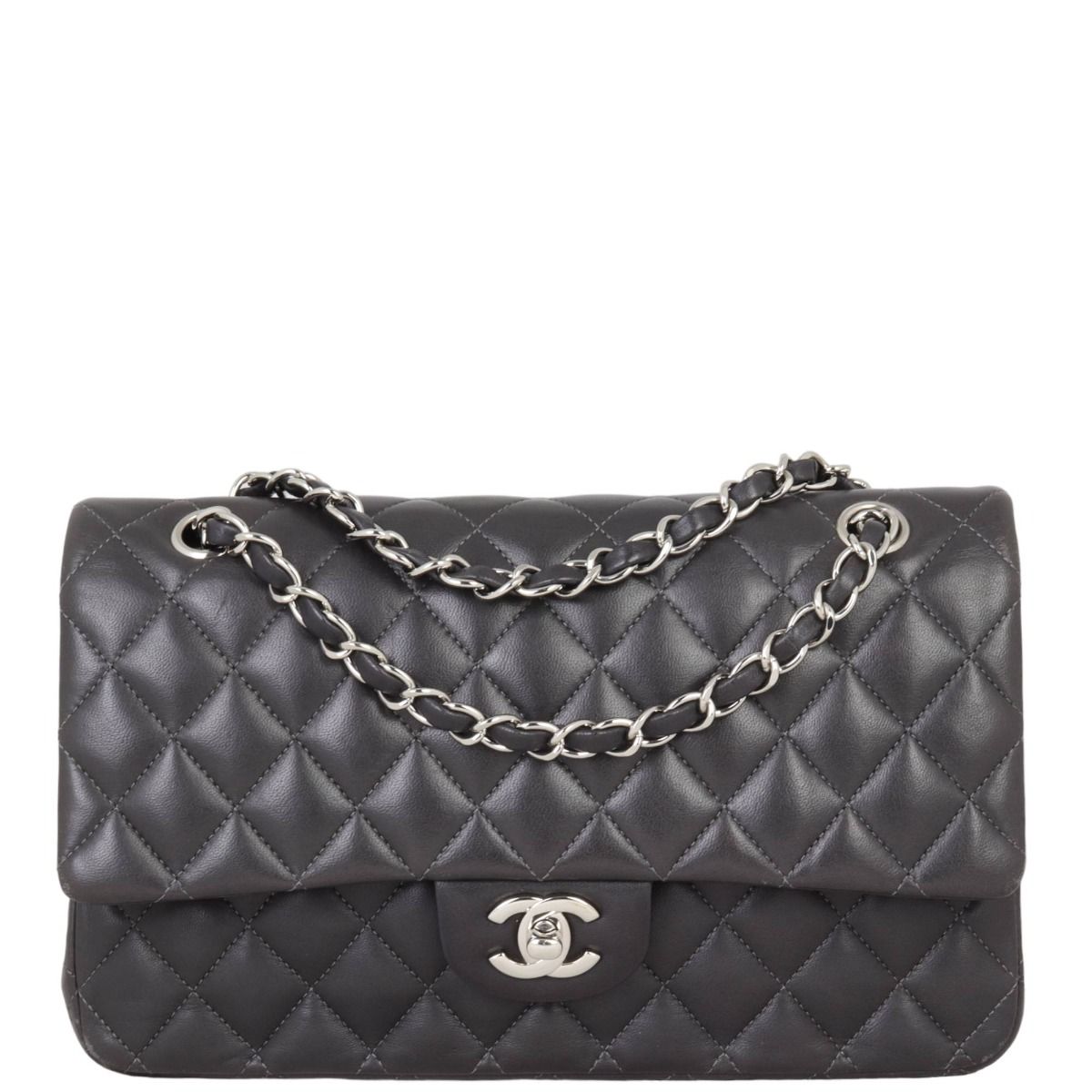 Chanel classic sale handbag silver