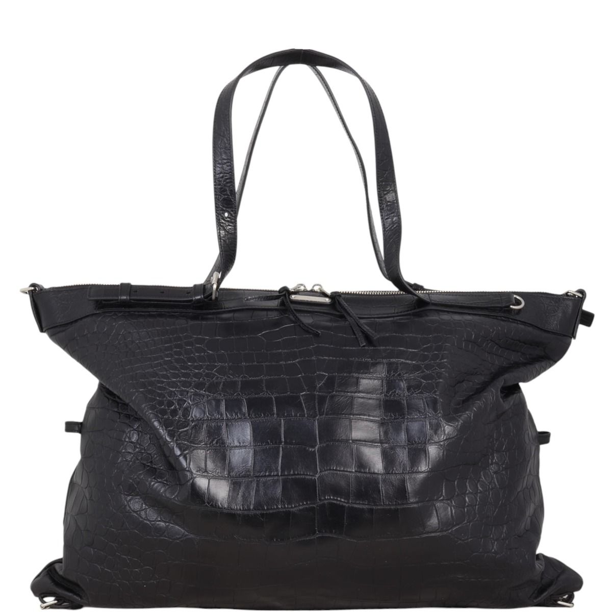 Saint Laurent Military ID Tote Large Croc Embossed