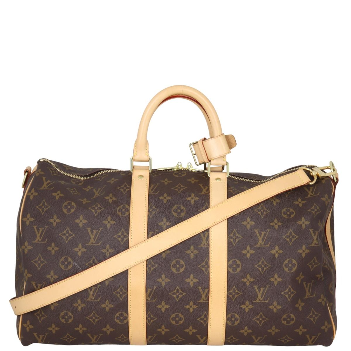 Louis Vuitton Monogram Coated Canvas Keepall 45 Brown Large Bag