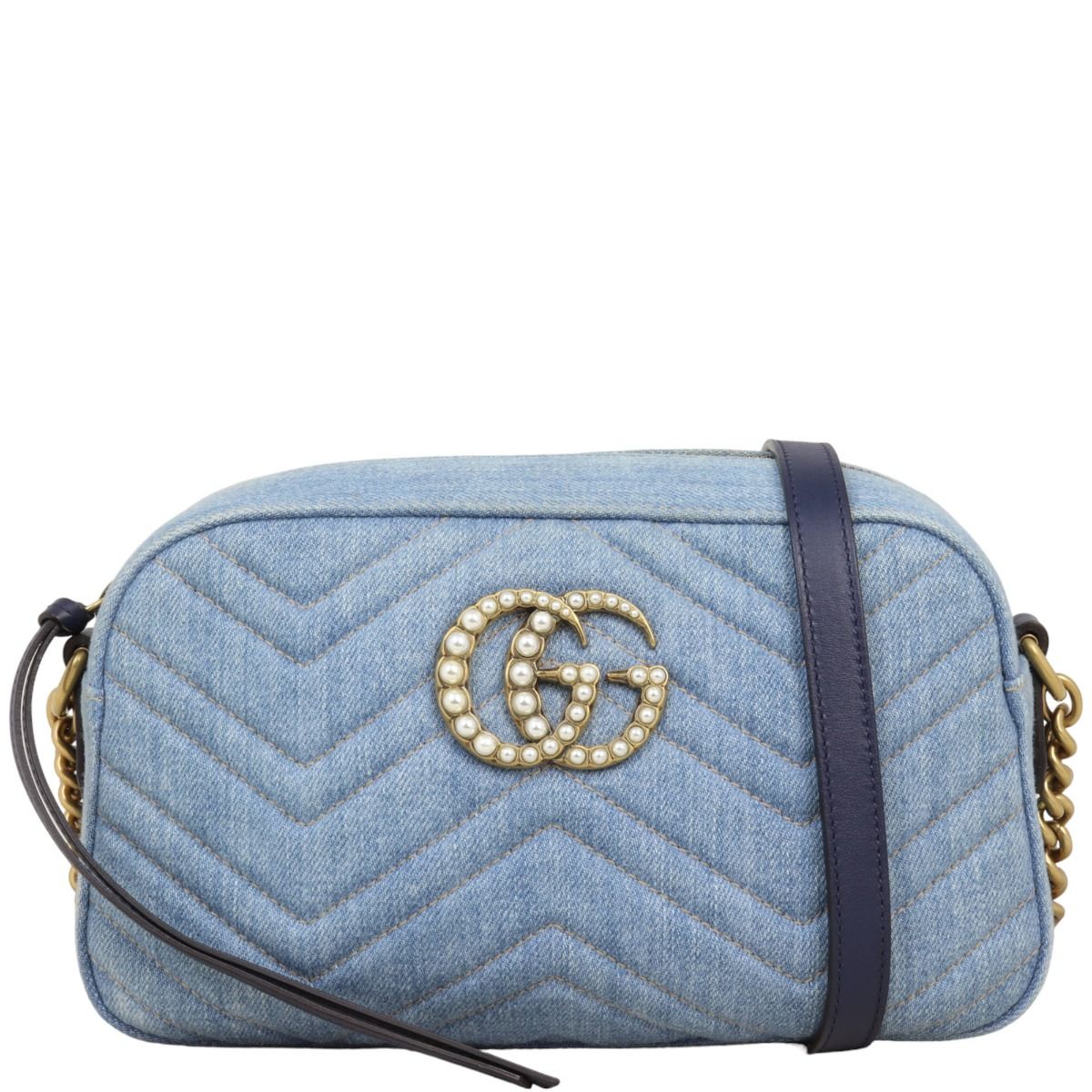 Gucci marmont denim sales pearl bag