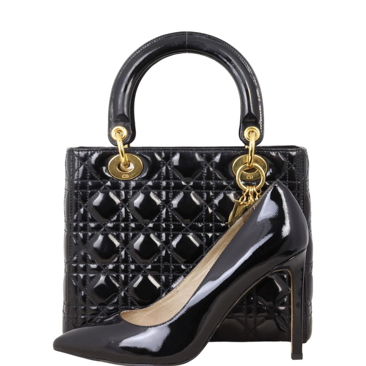 Lady dior black patent outlet