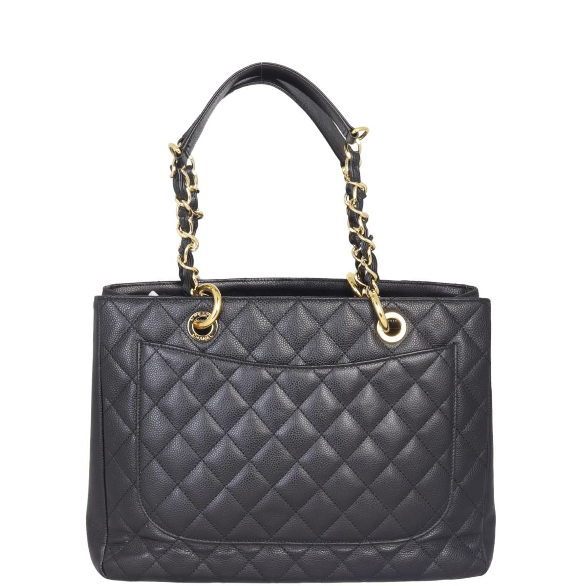 Chanel black quilted caviar leather grand shopping tote online