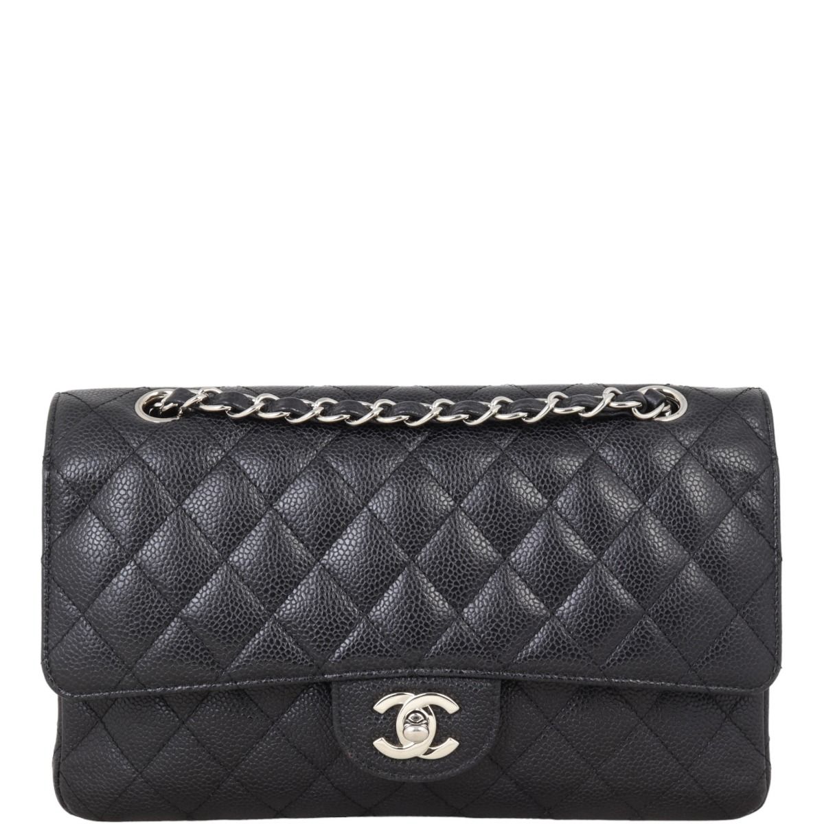 Chanel Classic Double Flap Medium Black Caviar Silver Hardware