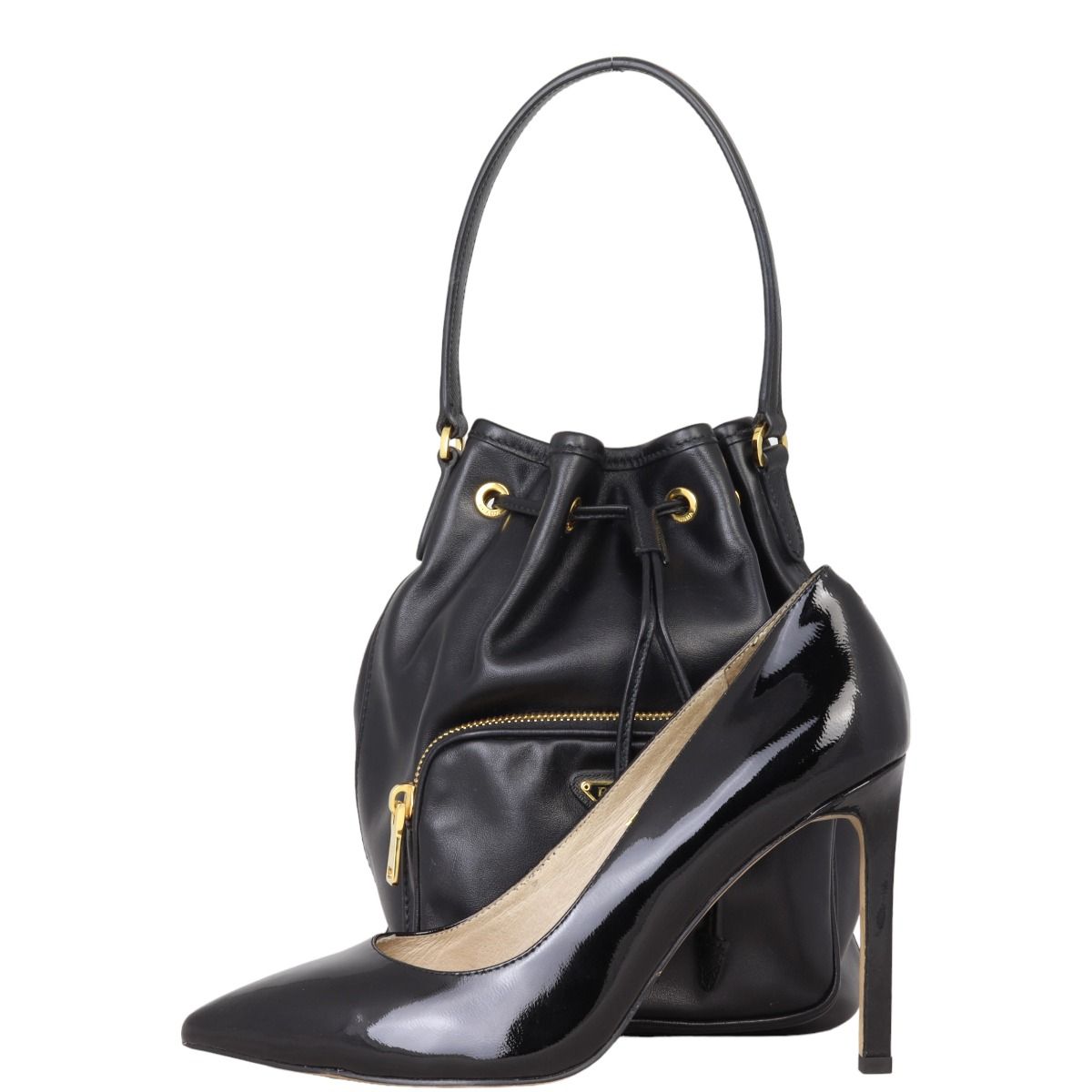 Prada Duet Leather Bucket Bag