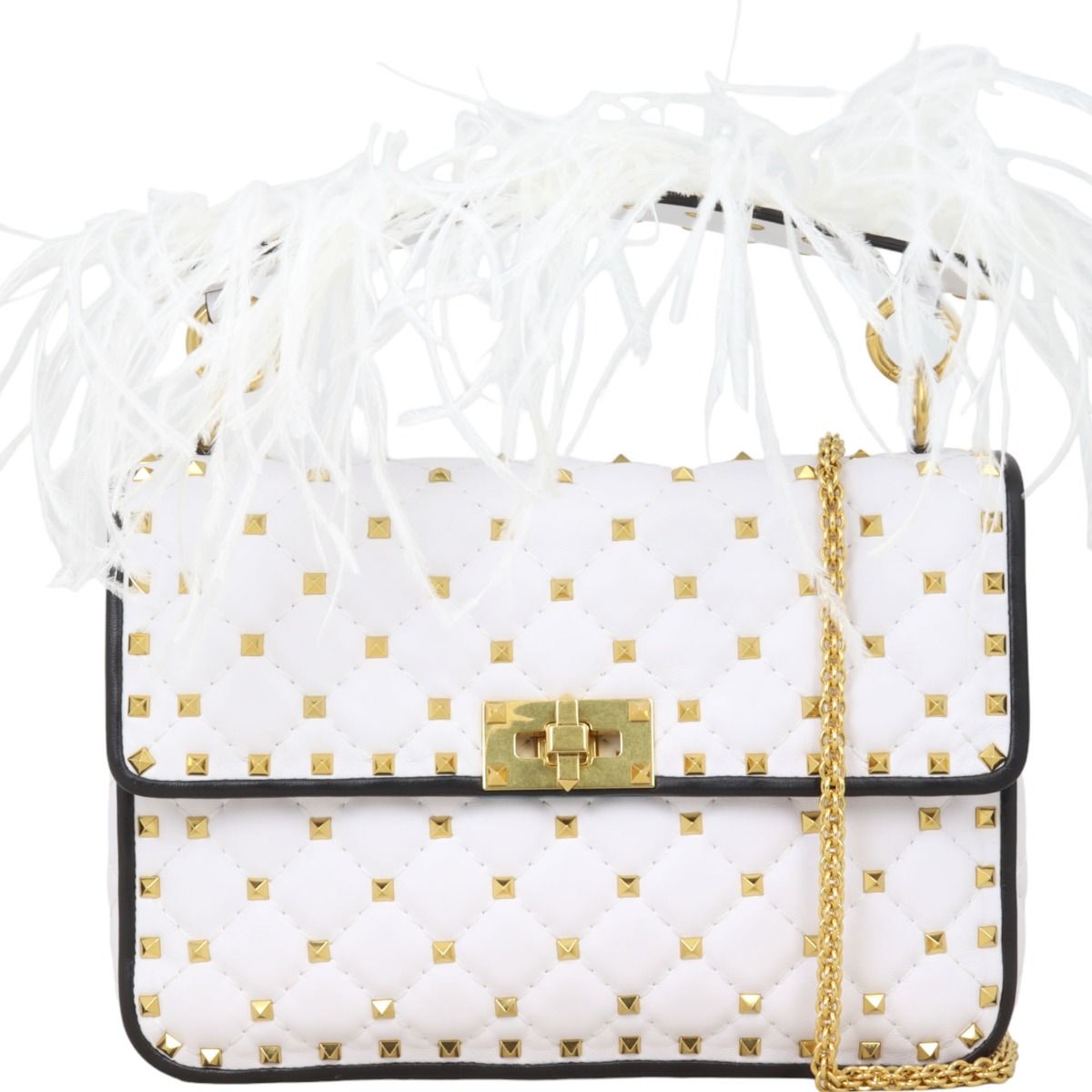 Valentino Rockstud Spike Medium Shoulder Bag Feathers