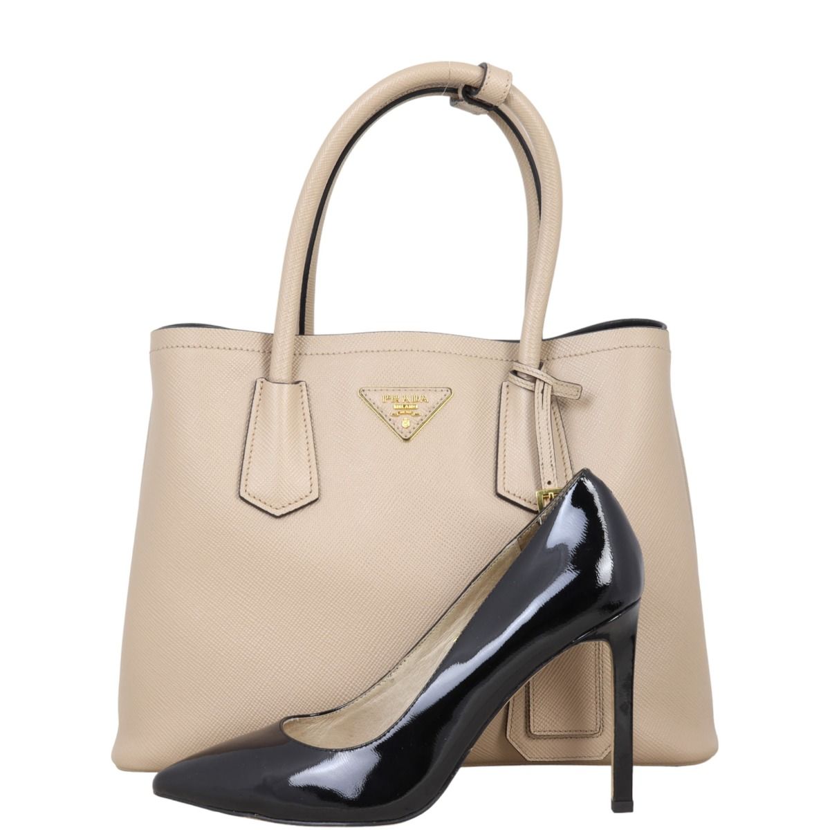 Prada saffiano cuir small double bag outlet