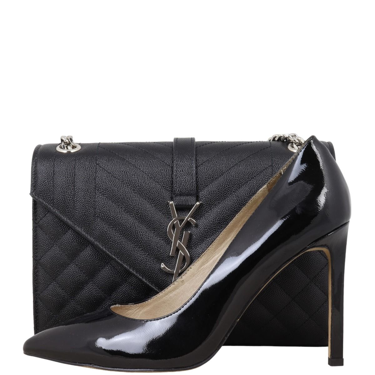 Saint laurent medium monogram mattelasse leather chain wallet online