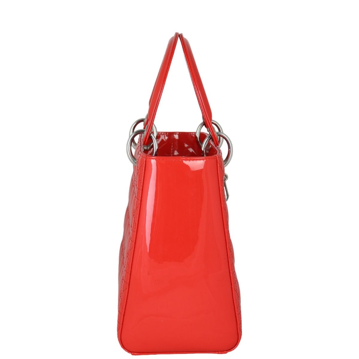 Christian Dior Large Lady Bag in Coral Patent Leather