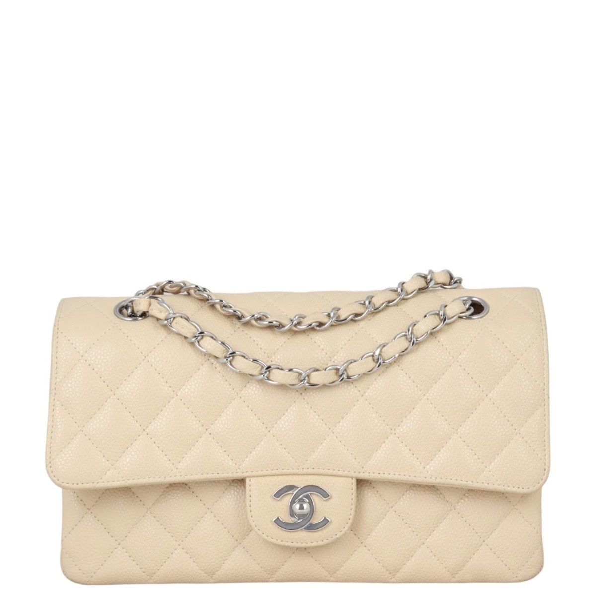Chanel beige bag classic on sale