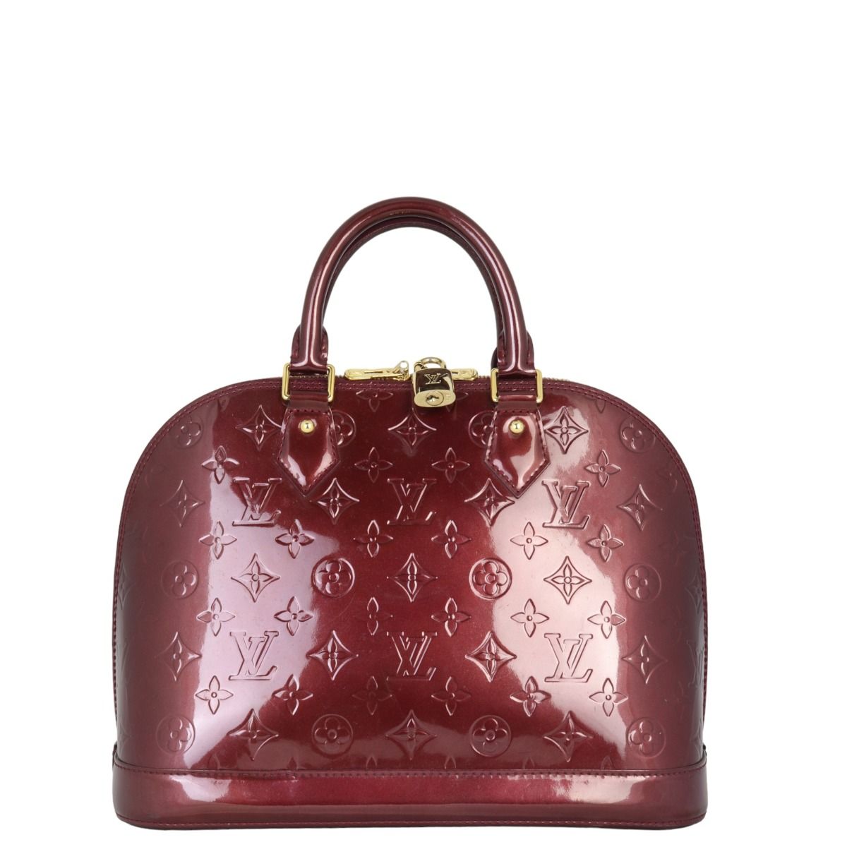 Louis Vuitton Alma Monogram Vernis PM Wine Red in Patent Leather with  Gold-tone - US