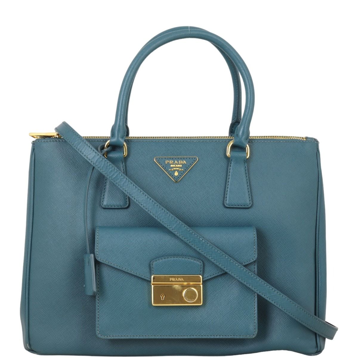 Prada saffiano double zip medium top