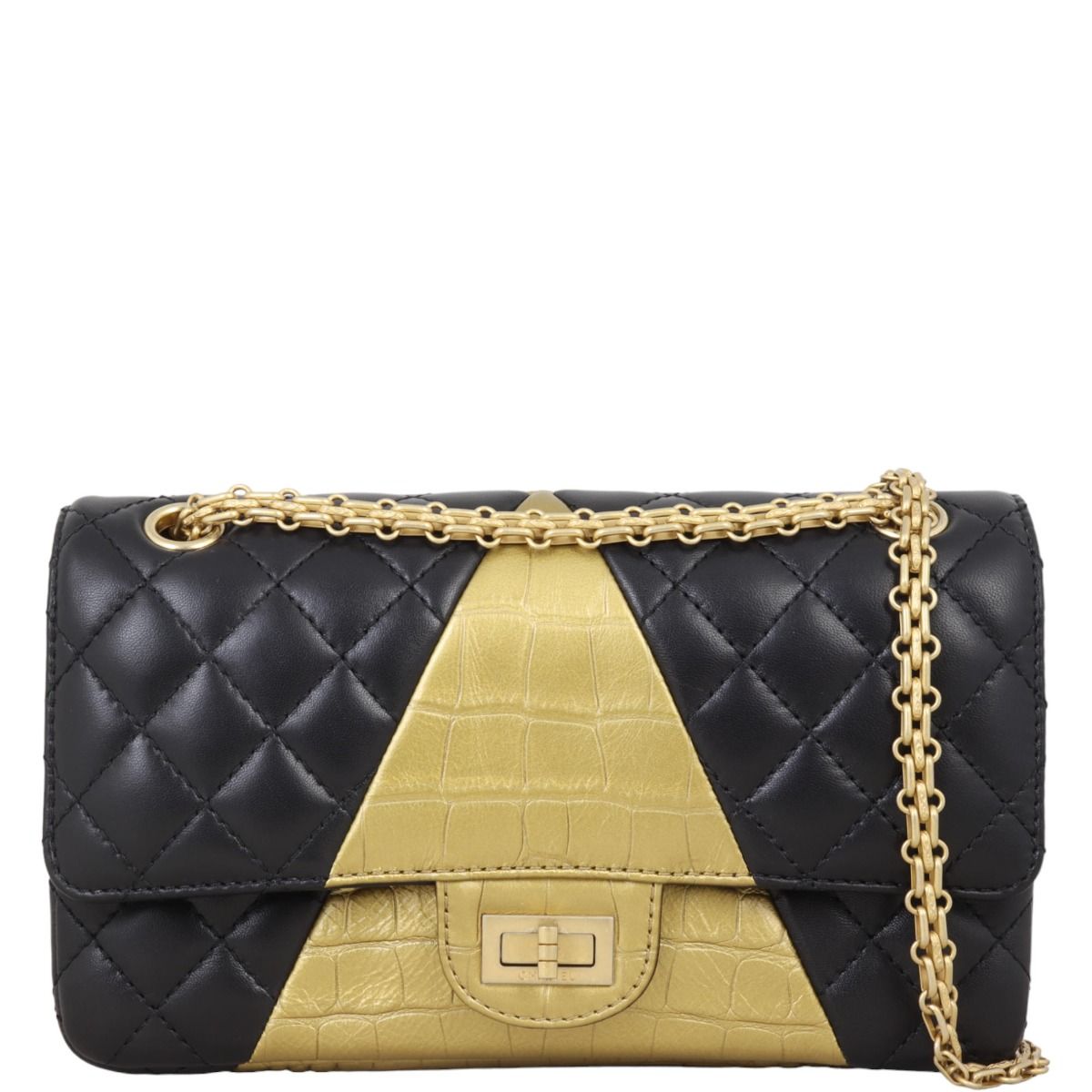 Chanel 2.55 Reissue 225 Double Flap Bag Croc Embossed