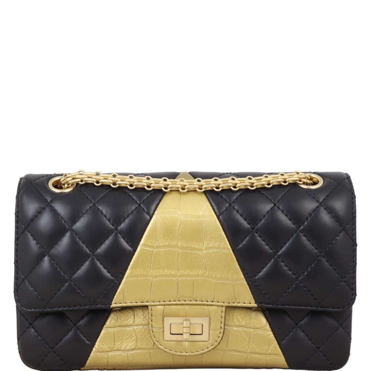 Chanel 2.55 Reissue 225 Double Flap Bag Croc Embossed