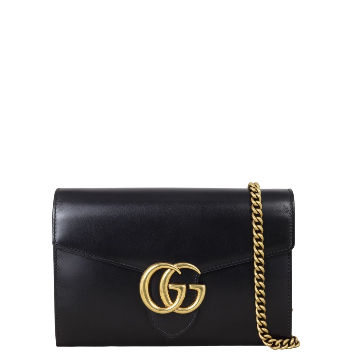 Petite gg marmont leather flap wallet on a chain online