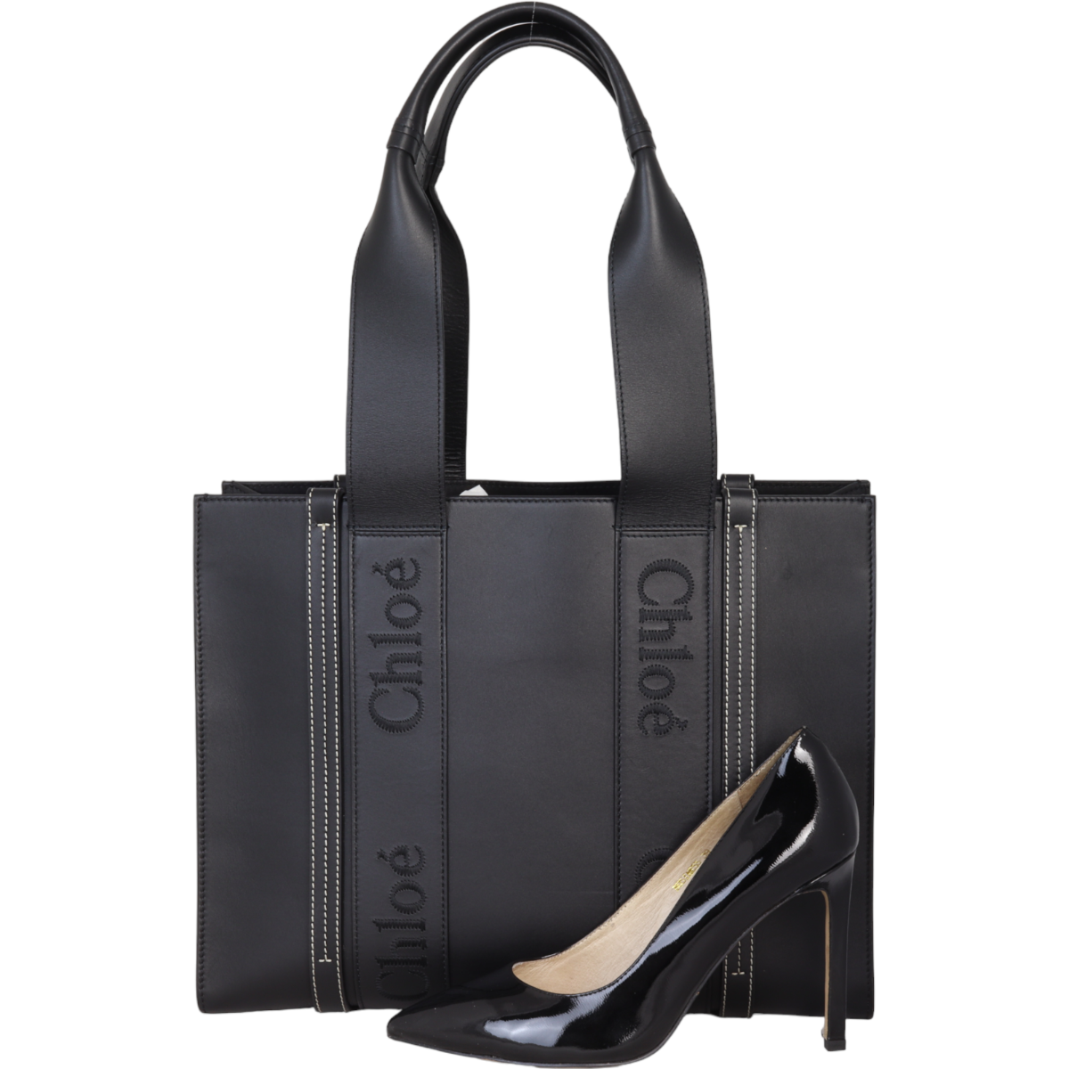 ☆Chloe☆ Medium WOODY Tote トートバッグ BLACK♪ Chloé Woody Medium Tote in Black - MSRP $1,450.00 | eBay