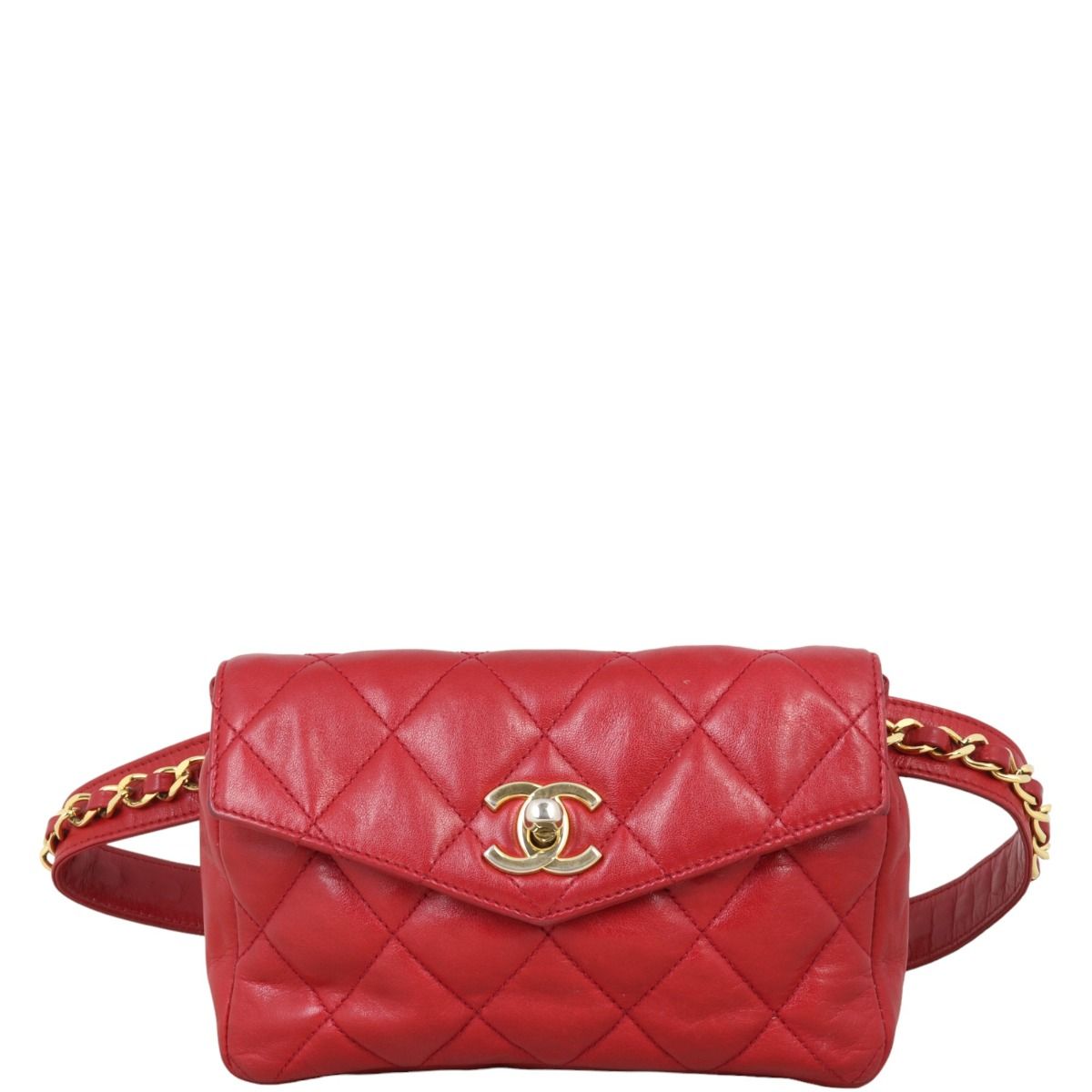 Chanel belt bag red top