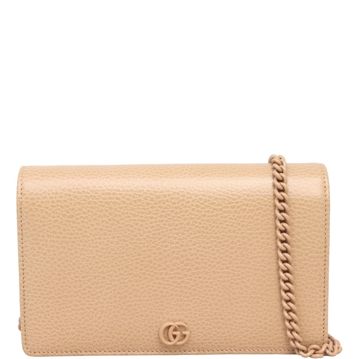 Petite marmont gg leather flap wallet on a chain store