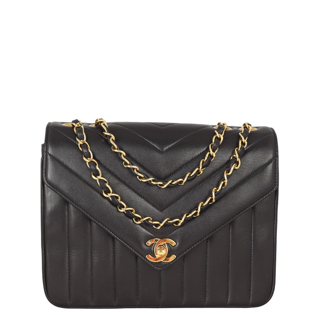 Chanel classic chevron flap bag top