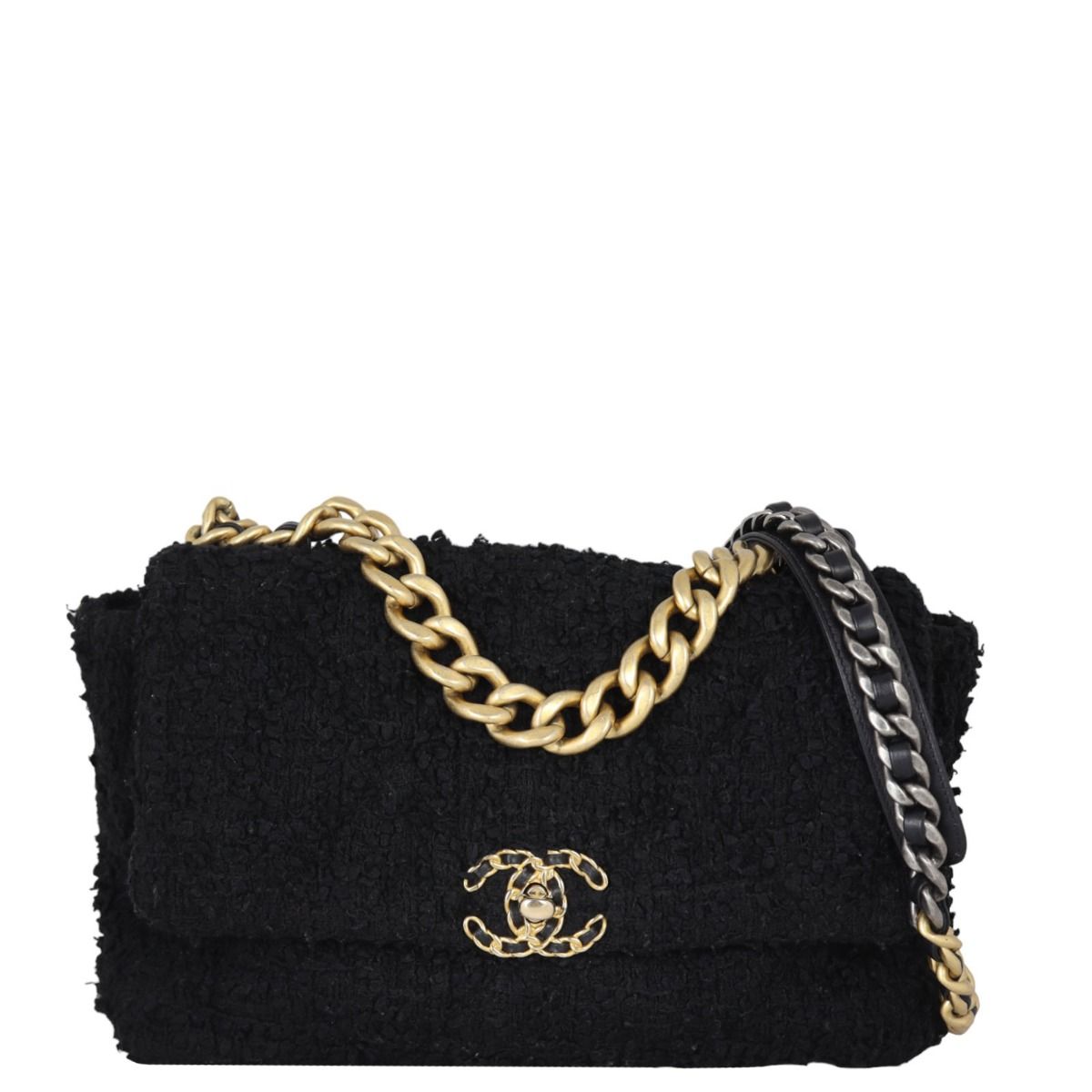 Chanel 19 Flap Bag Tweed Large Black