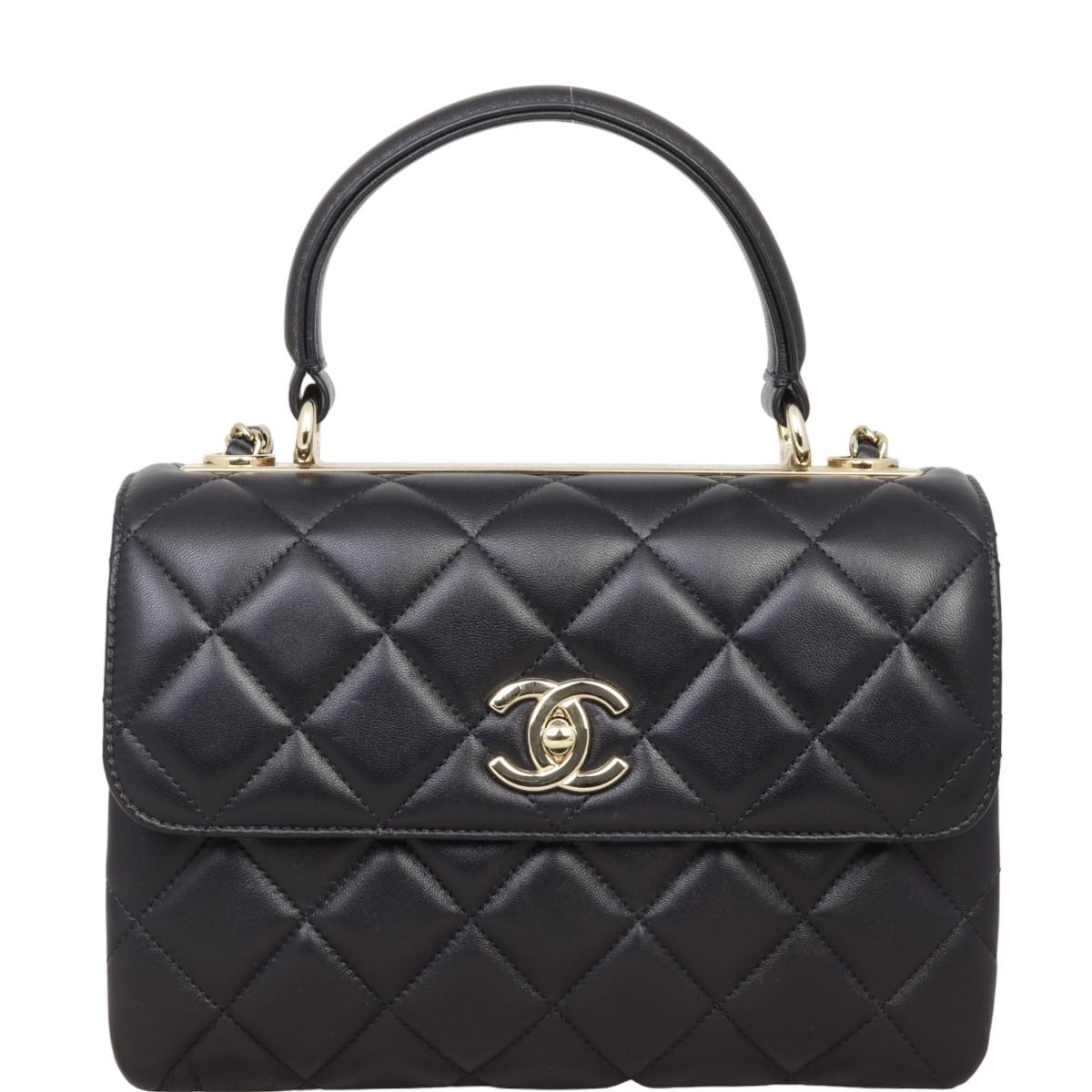 Lambskin quilted small trendy cc dual handle flap bag black on sale