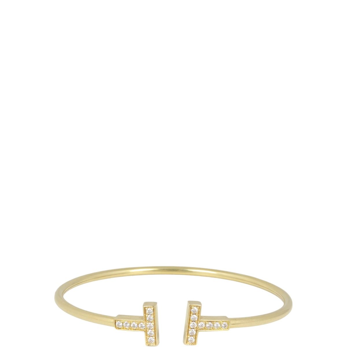 Tiffany Co T Wire 18k Yellow Gold Diamond Bracelet