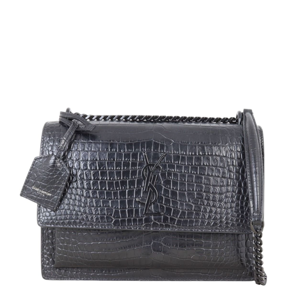 Saint Laurent Sunset Medium Croc Embossed