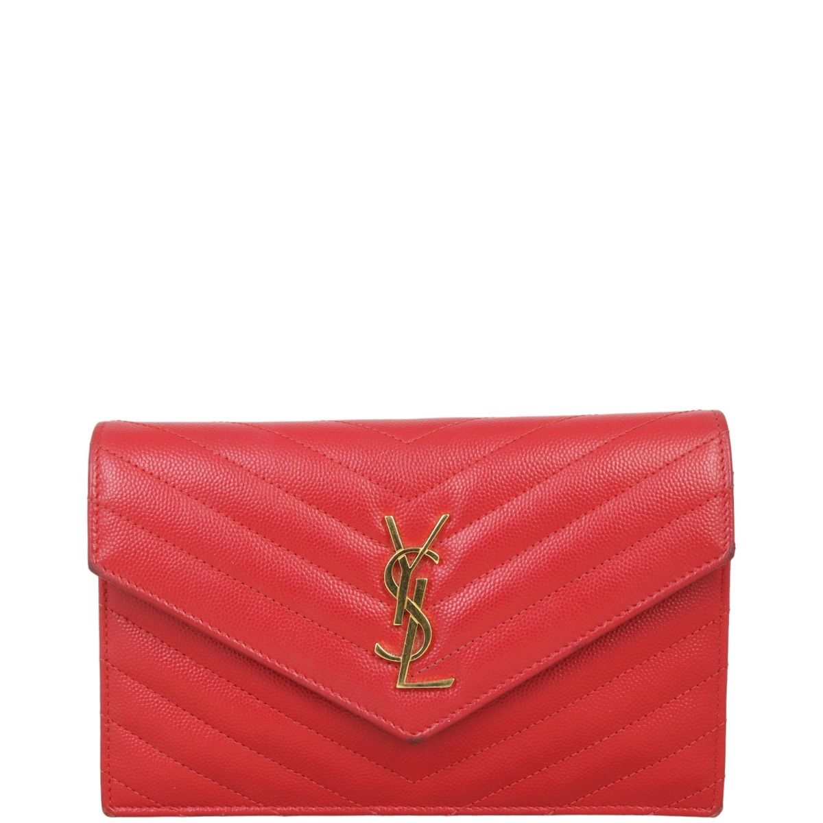 Ysl envelope chain wallet red discount
