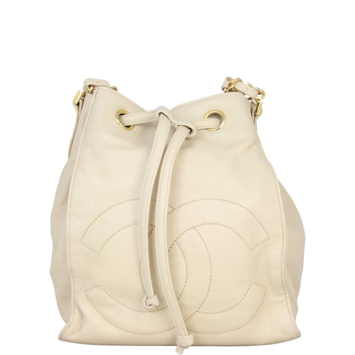 Chanel bucket store bag white