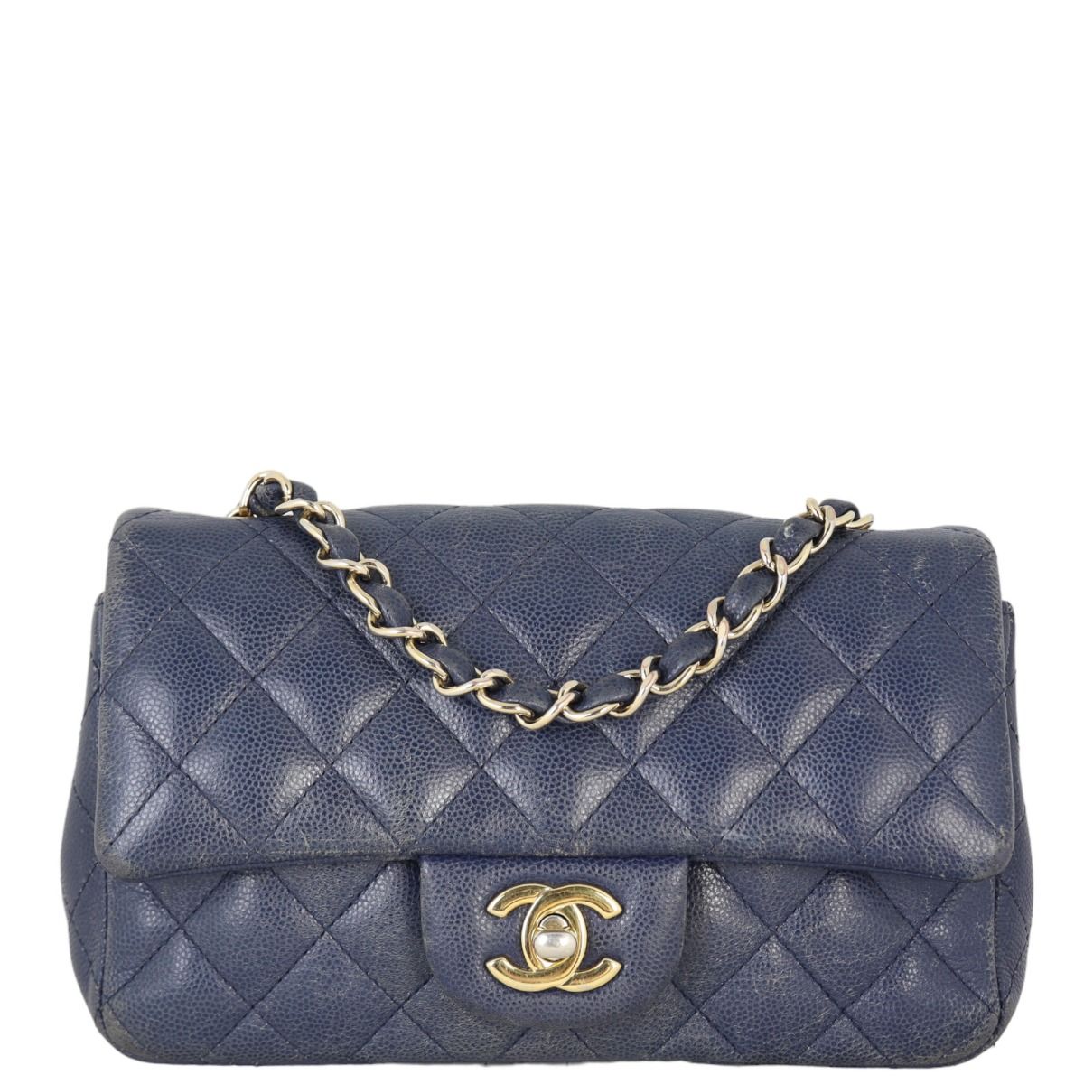 Chanel Rectangular Flap Quilted Diamond Mini Black in Lambskin with  Silver-tone - US