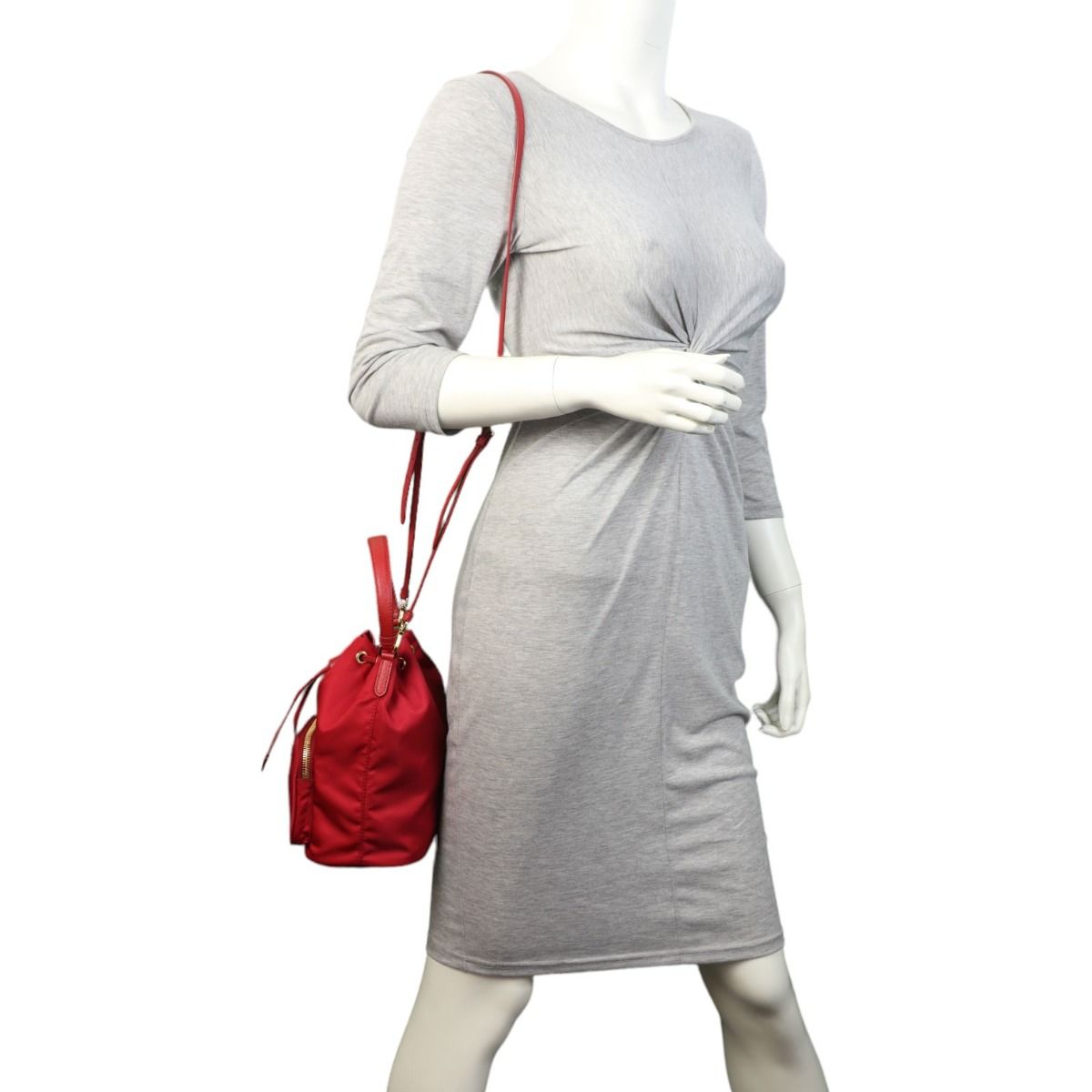 Prada red bucket bag on sale