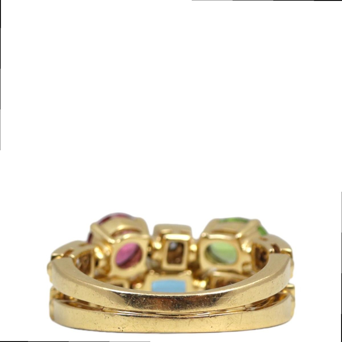 Bvlgari Allegra Two Band 18k Yellow Gold Diamond Multi Gemstone Ring