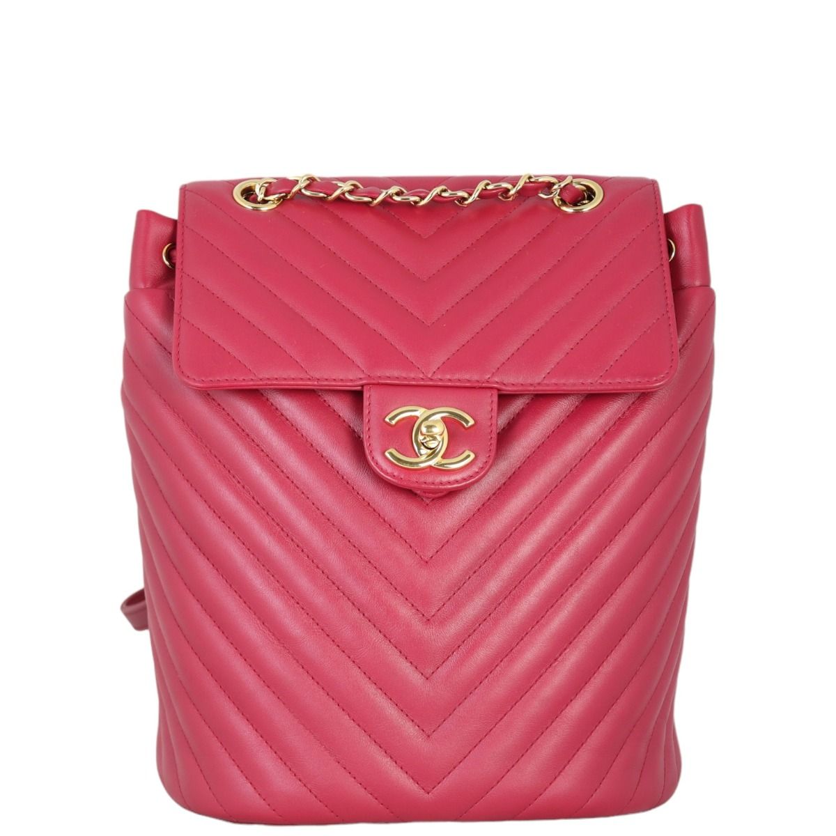 Chanel Urban Spirit Backpack Small Chevron Raspberry Red