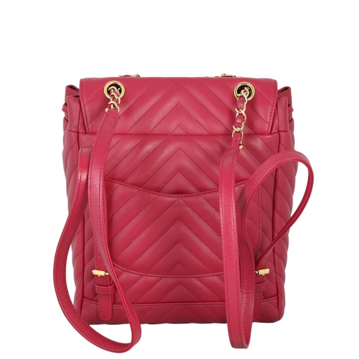 Chanel Urban Spirit Backpack Small Chevron Raspberry Red