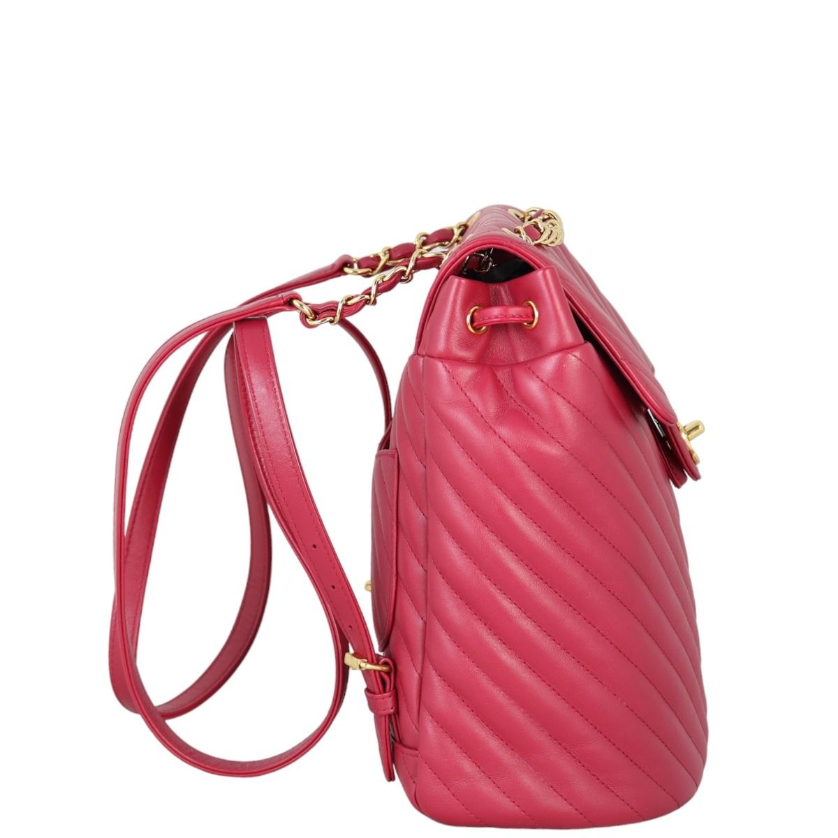 Chanel Urban Spirit Backpack Small Chevron Raspberry Red