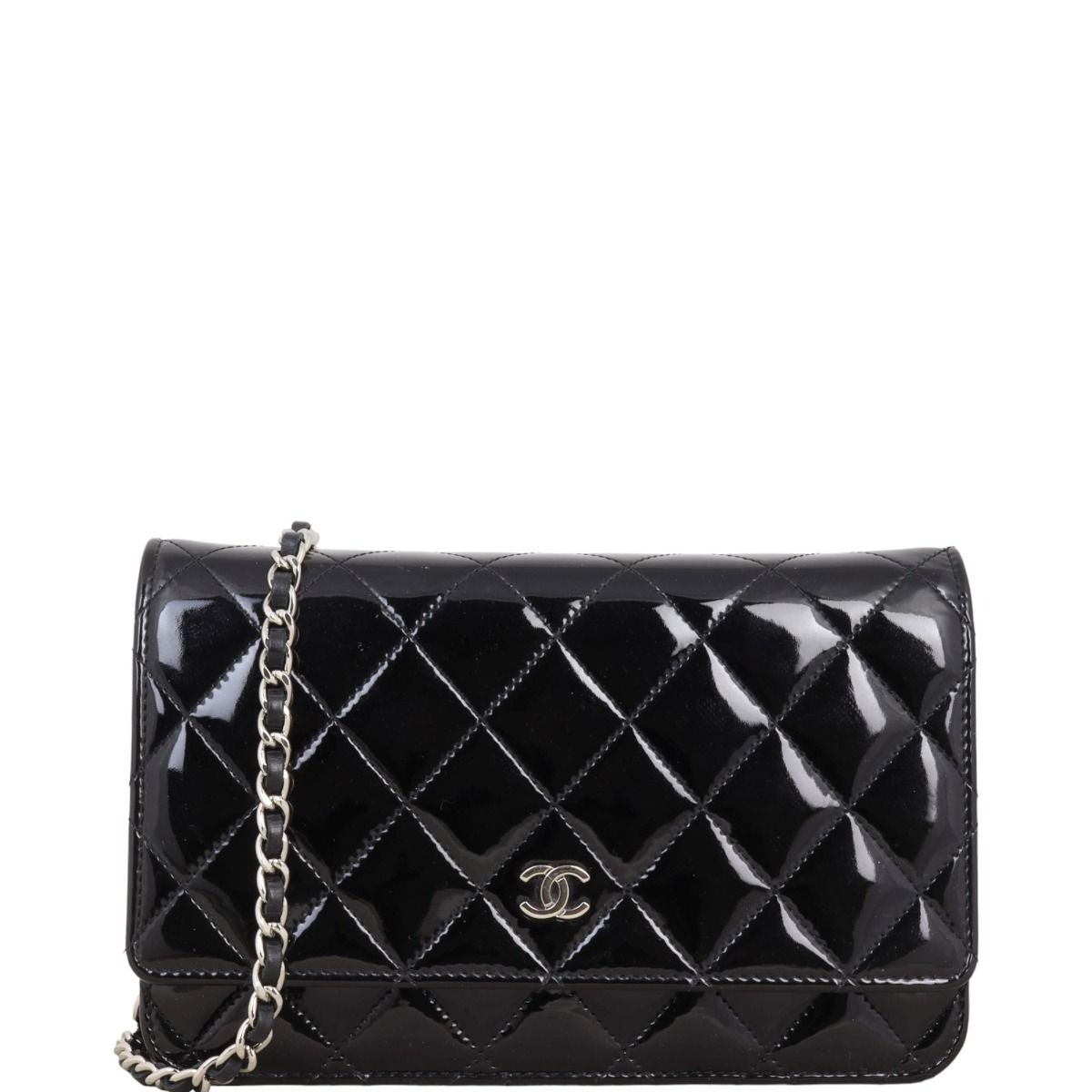 Chanel Classic Wallet on Chain Patent Black Diamond