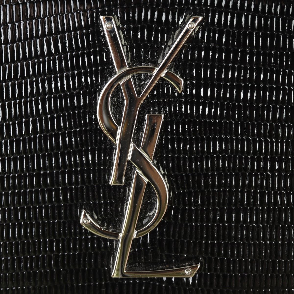 Saint Laurent Sunset Chain Wallet Lizard Embossed