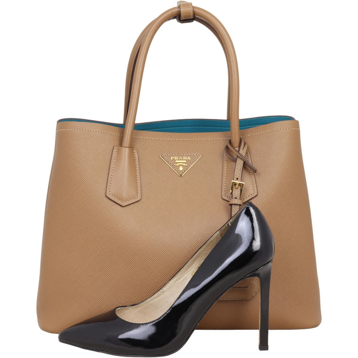 Medium saffiano leather double prada bag on sale