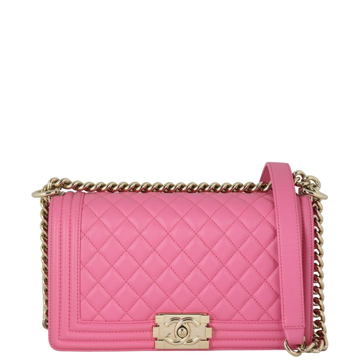 【ヴィンテージ】Rank:S☆Chanel Pink Boy Medium Series26 Bag Buy Chanel Pink Medium Boy Bag in Lambskin from CHANEL