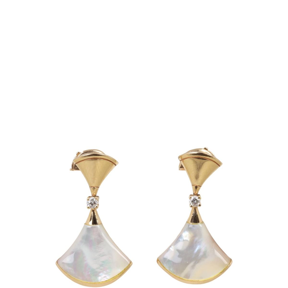 Bvlgari Diva s Dream 18k Rose Gold Diamond Mother of Pearl Drop Earrings
