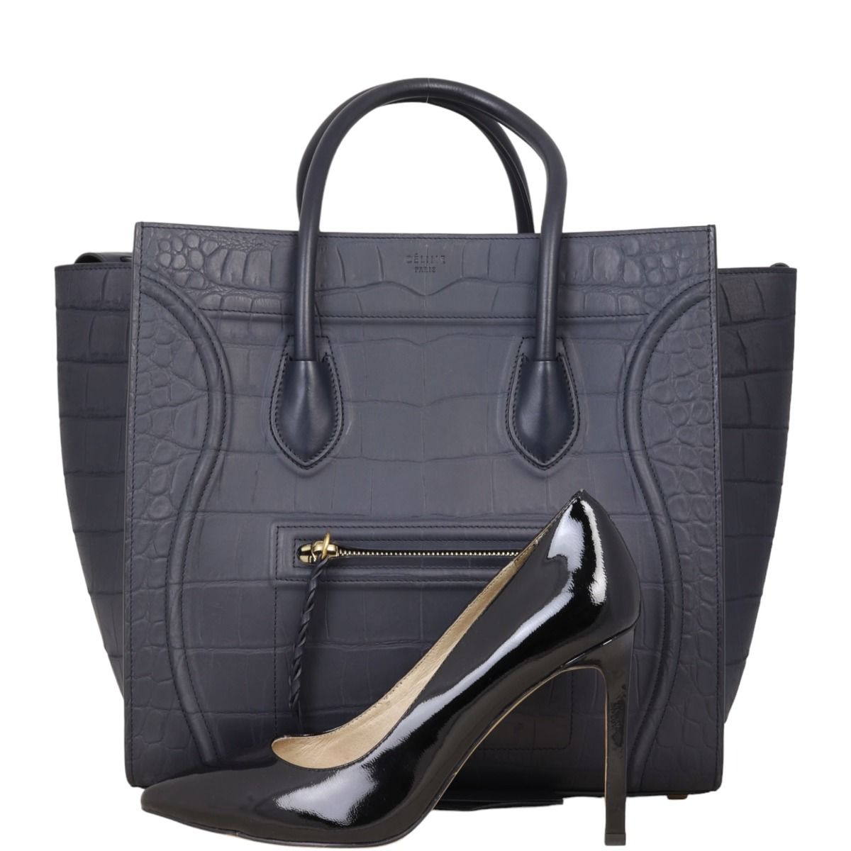 Celine Phantom Luggage Tote Medium Croc Embossed