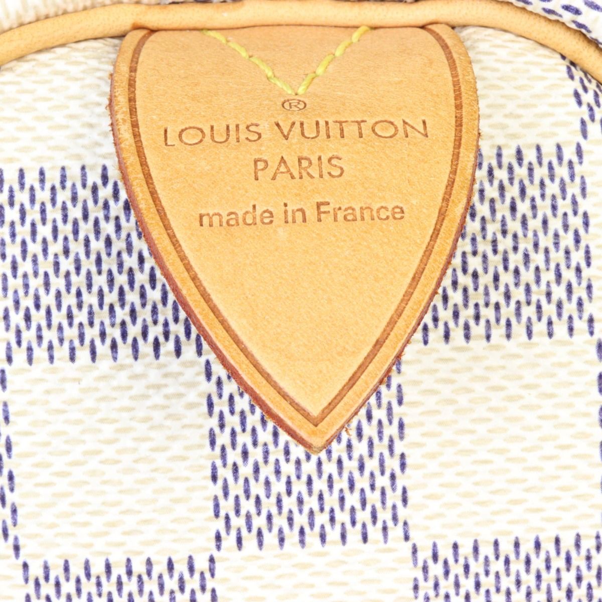 Authentic Louis Vuitton Speedy 35 Damier Azur White Handbag SD5220