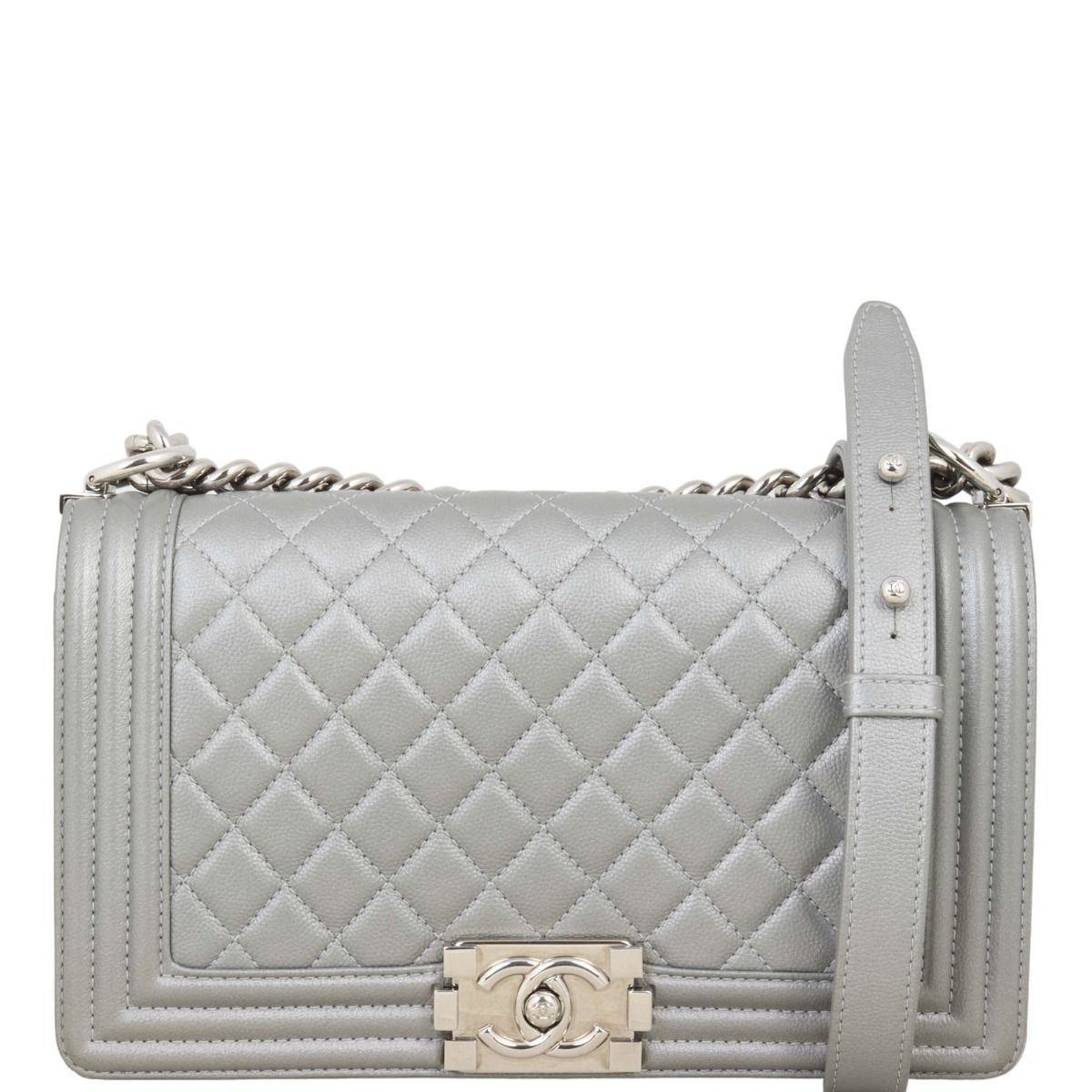 Silver chanel boy bag deals