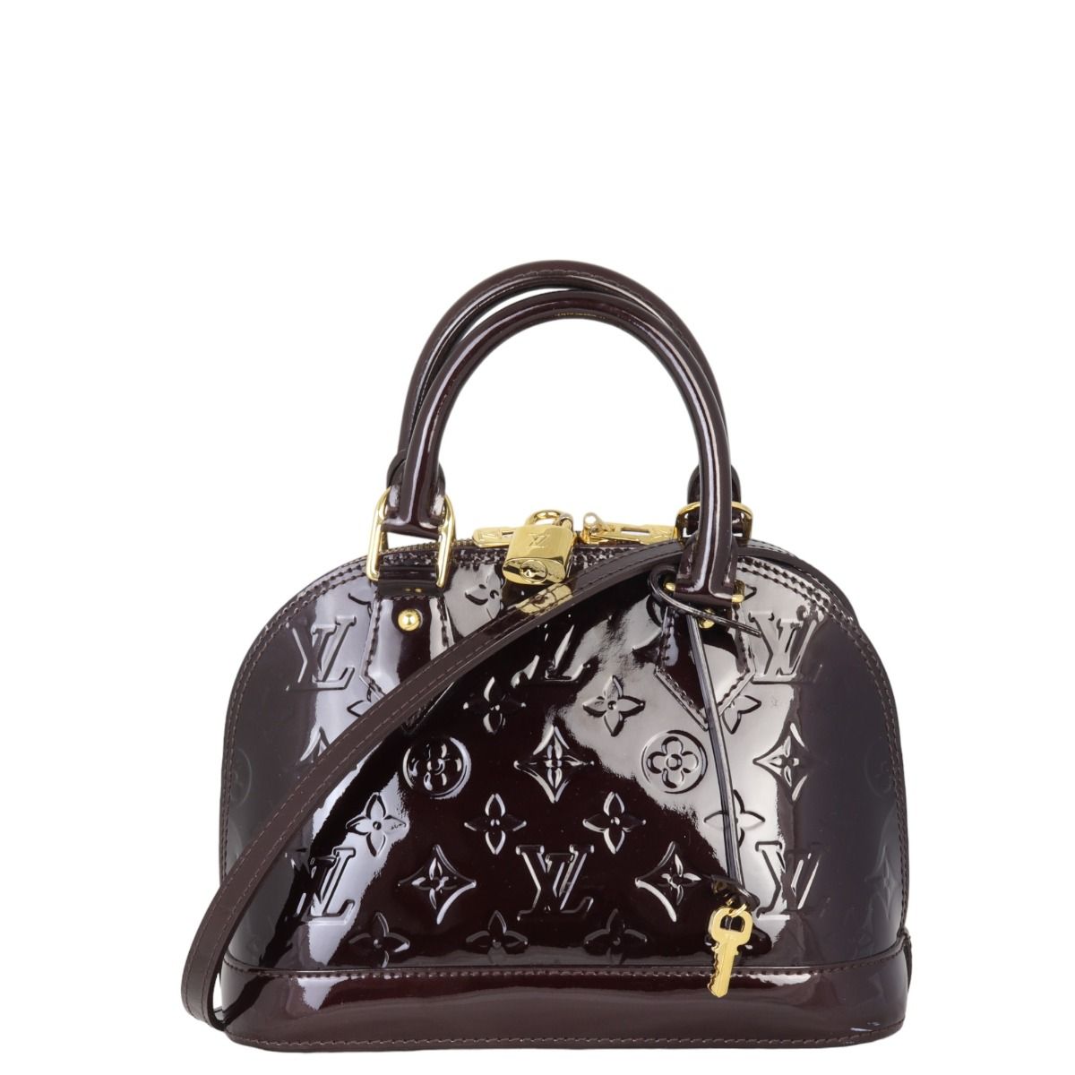 Louis Vuitton Black/Burgundy Monogram Vernis Alma BB Bag Louis